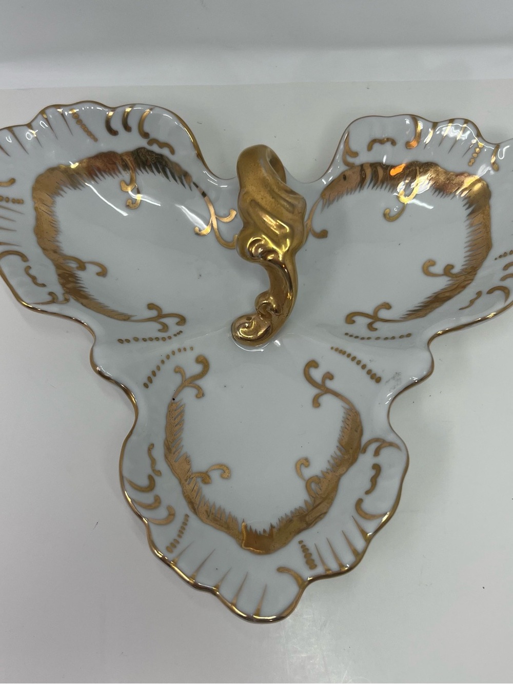 Vintage Candrea Co. Hand Painted 3 Section Candy Relish Nut Dish MCM Retro Japan